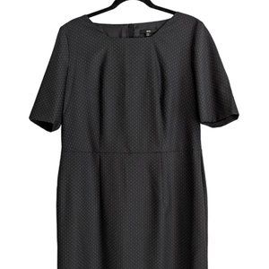 Hugo Boss Black Dinami Pin dots Virgin Wool Midi Dress Square Neck Size 12